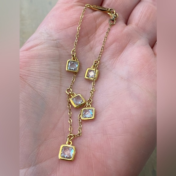 Tycoon marked Gold Tone Crystal Dangling Bracelet - Picture 3 of 13